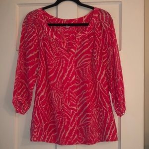 Lilly Pulitzer Silk Hot Pink Zebra Top
